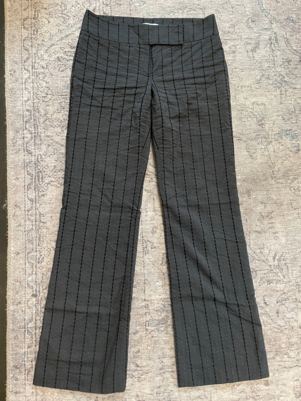 Tibi Black Pinstripe Boot-Cut Pants